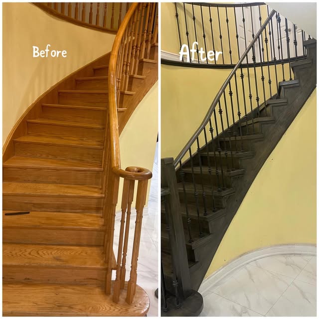 Staircase renovation before and after in Brampton